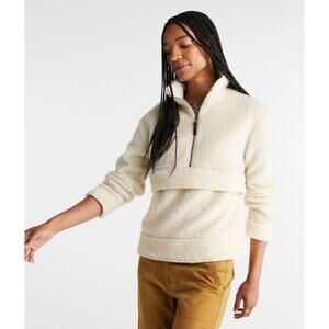 L.L. BEAN SIGNATURE Women's Half Zip Sherpa Fleece Pullover Ivory Cream Large